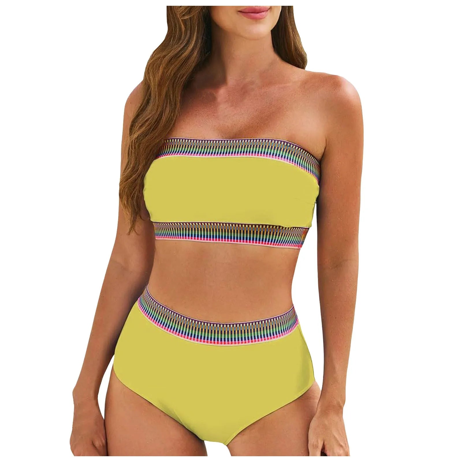 Swimsuit 2024 Trend Women's Bikini Sets Tube Crop 2 Piece Push Up Bra High Waisted Wrap Hip Swimsuit Beach Vacation Biquini