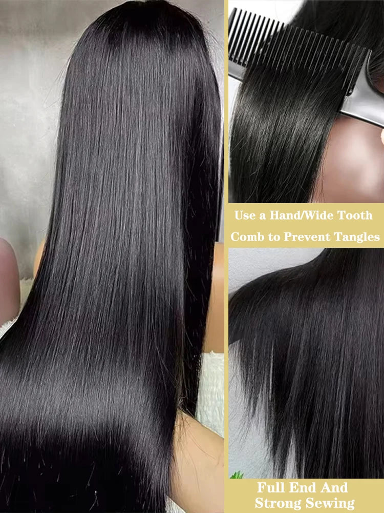 Mossily Bone Straight Wigs Human Hair 13x6 HD Lace Frontal Wig 40 42 Inch 100% Raw Hair Remy 5x5 Closure Glueless Natural Black