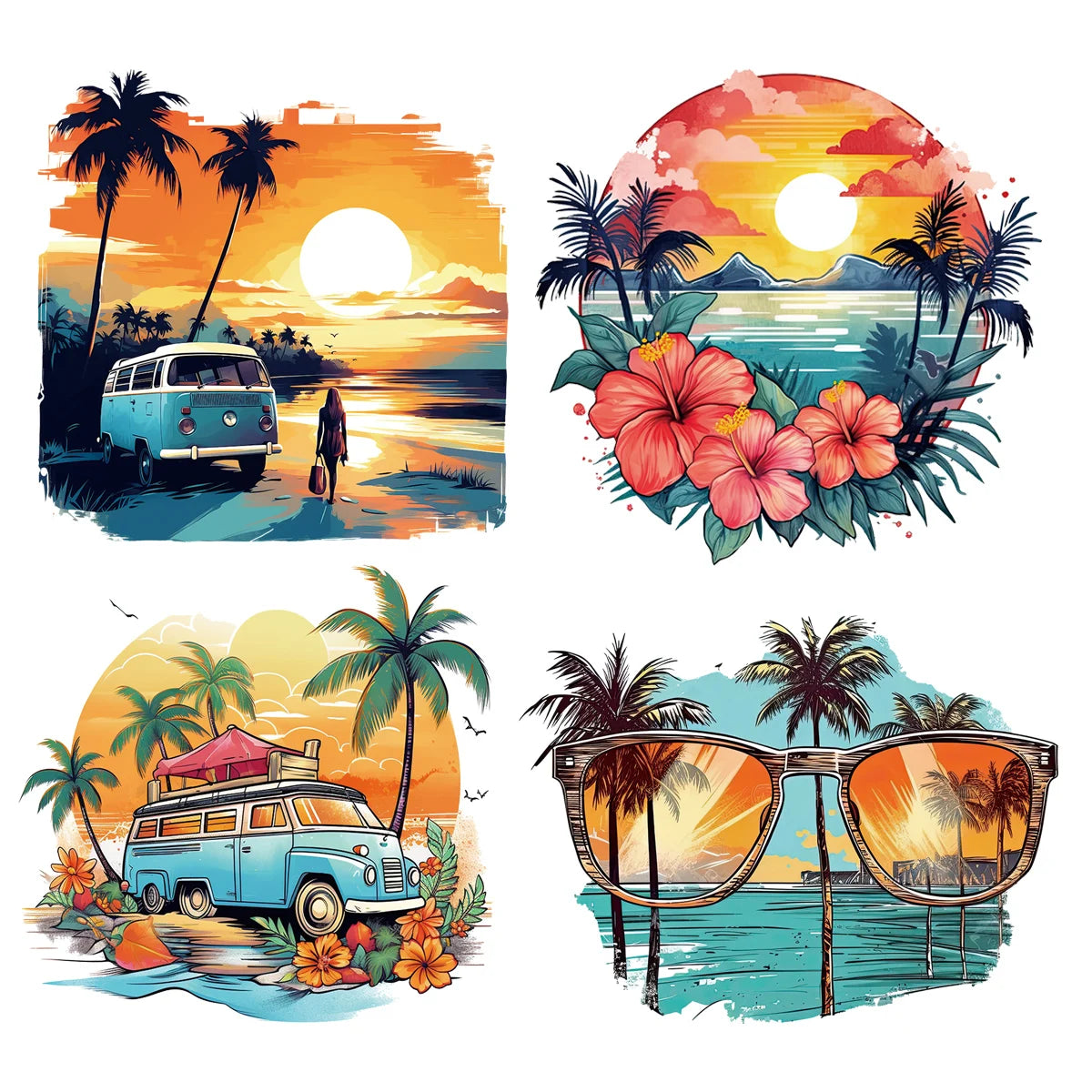Summer Palm Tree Iron-On Transfers For Clothing Heat Transfer Diy Hoodies Clothes Stickers Stickers On The Fabric Man Woman