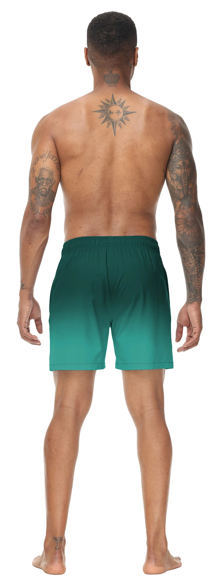 Men's Swim Trunks Gradient Swimming Shorts Quick Dry Beach Shorts with Zipper Pockets and Mesh Lining Fashion Swimsuit for Men