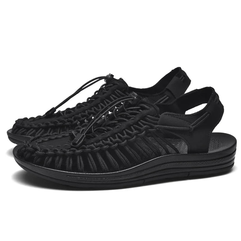 Summer Men Sandals Fashion Handmade Weaving Design Beach Sandals Breathable Casual Flat Sandals Outdoor Couples Sandals Size