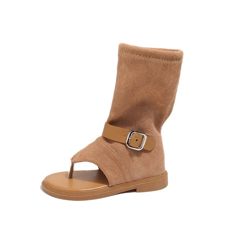 Summer sandals for girls, soft-soled Roman shoes, women's fashion, children's fashion, high-top, multi-heel, open-toe shoes
