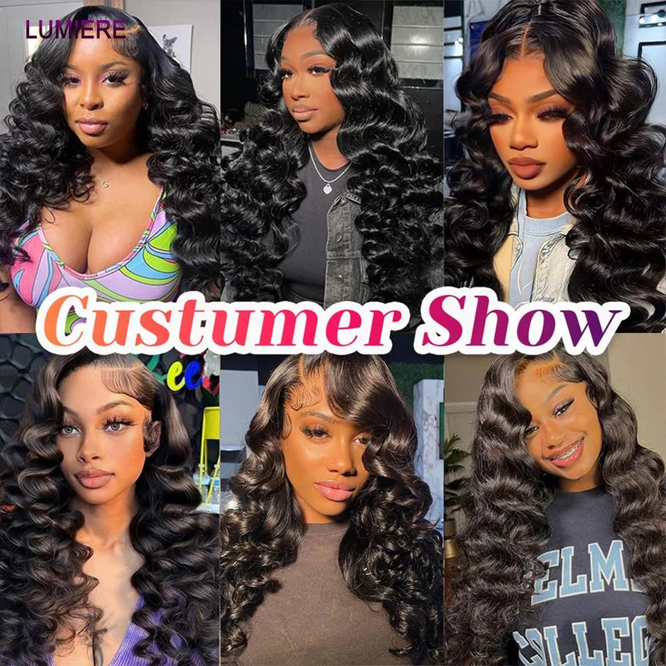 40" Loose Deep Wave Human Hair Bundle With Closure Frontal HD Transparent Lace Closure With Bundle Human Hair Weave Bundles Deal
