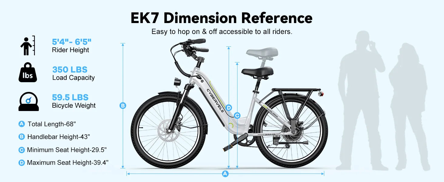 1000W Electric Bike for Adults Cybervelo EK7 26inch Shimano 7 Speed 80+Miles Removable Battery All Terrain E-bike
