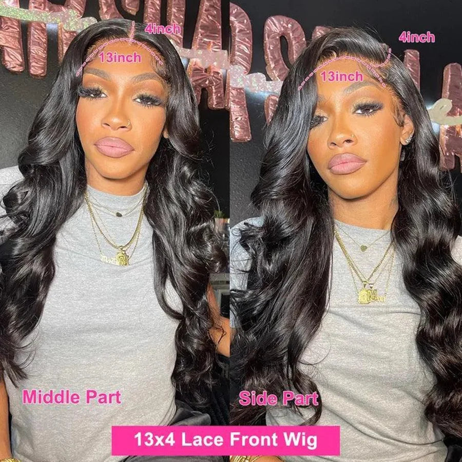 250 Density Body Wave Lace Front Human Hair Wigs 13x4 13x6 Transparent Lace Frontal Human Hair Wigs 40 Inch Pre Plucked Lace Wig