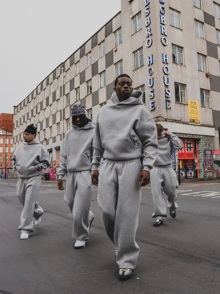 Trendy High Street Retro Casual Streetwear Men's Sports Suit Y2K Harajuku Embroidered Hoodie men Hip-hop Loose Sweatpants