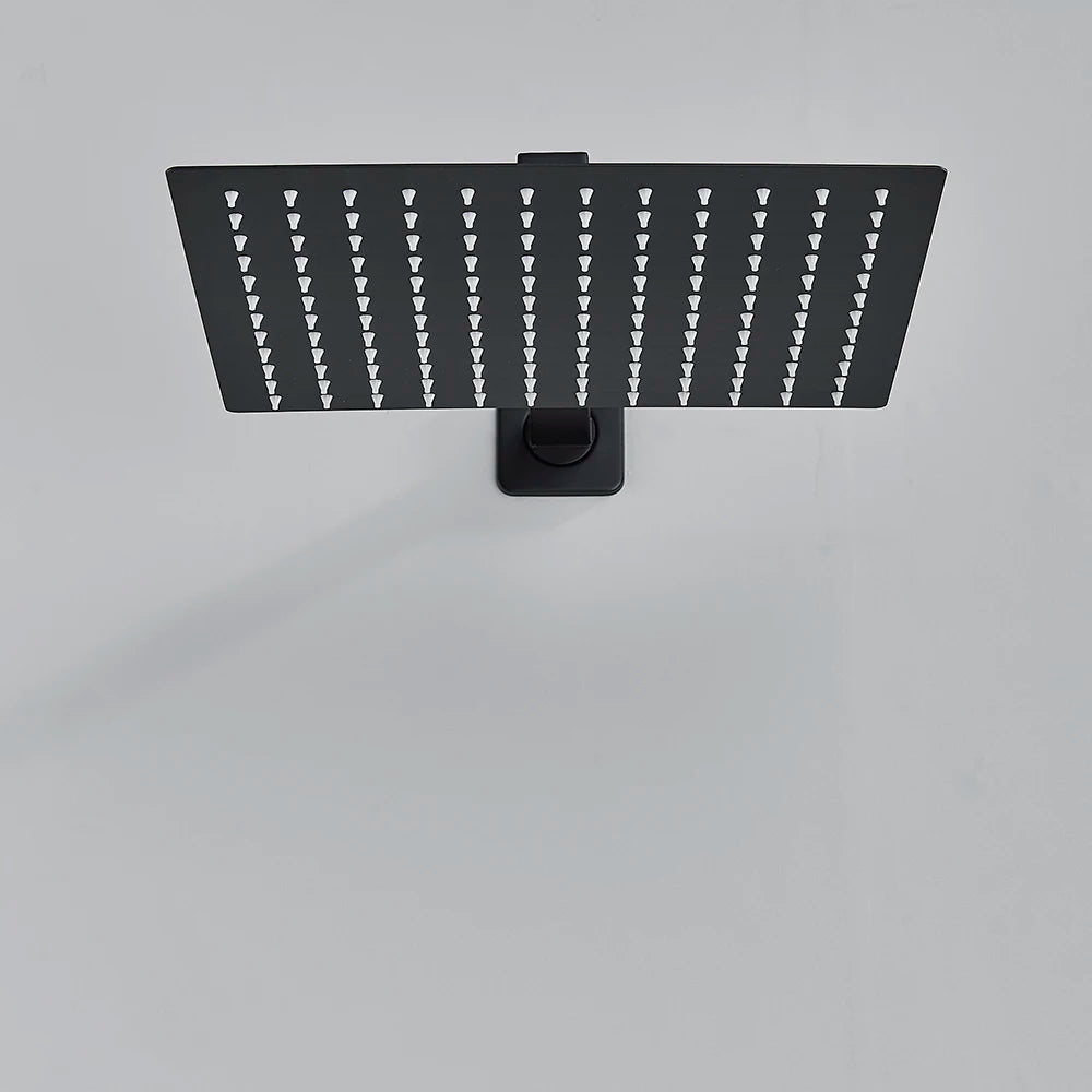 Stainless Steel Black Shower Head 8/10/12 Inch Chrome Rainfall Bath Head Wall Mounted Bathroom Accessories