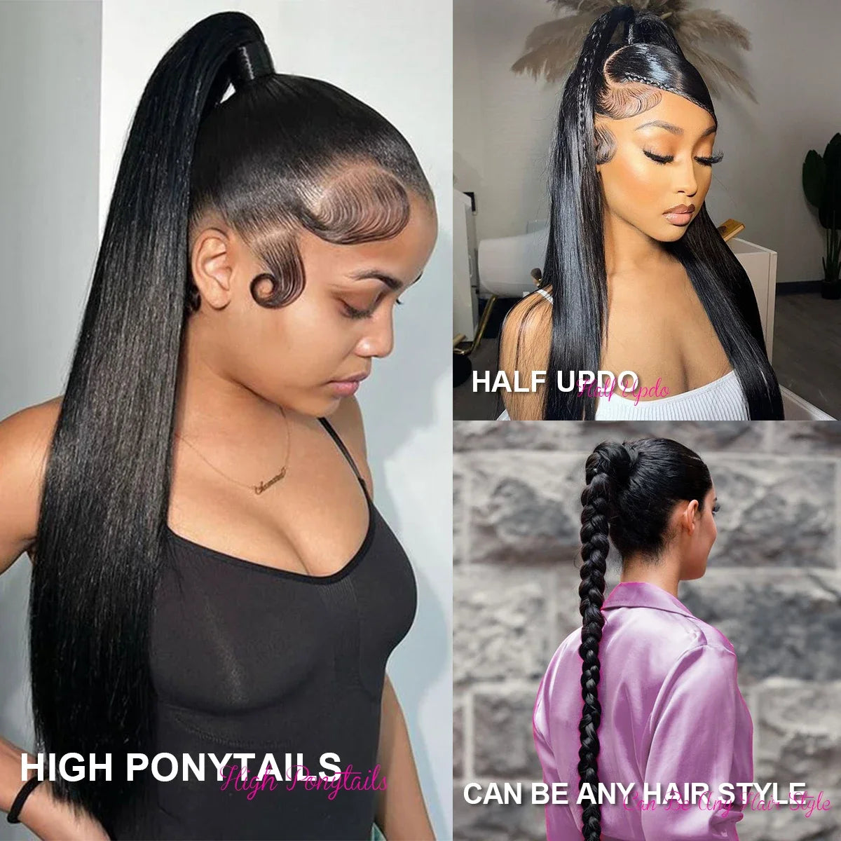 360 Full Lace Frontal Wig 30 Inch Straight HD Lace Front Wigs Human Hair Natural Black 250 Density Upgrade Invisible Drawstring