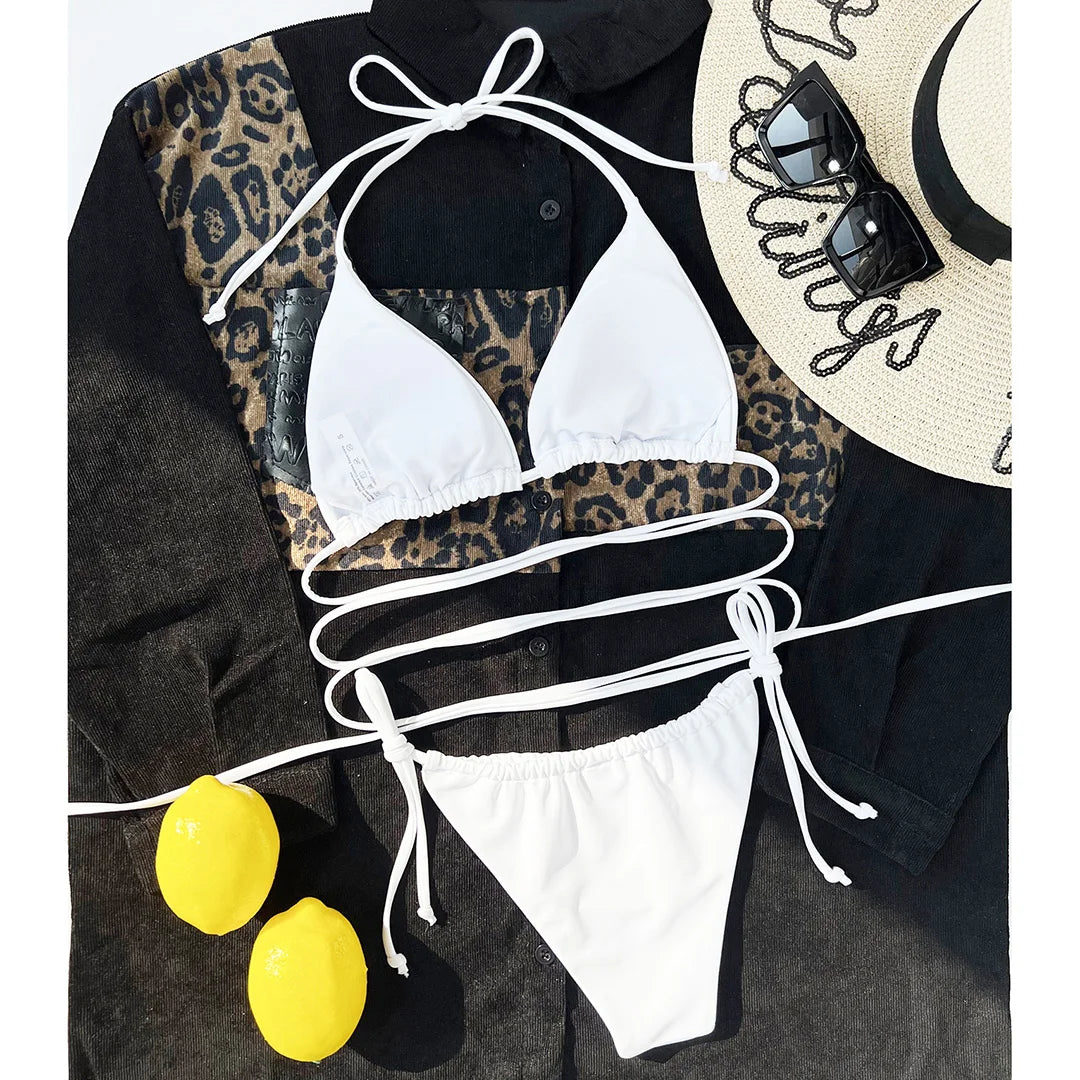 2025 New Wrap Arround Mini Bikini Female Swimwear Women Swimsuit Two-pieces Bikini set Brazilian Bather Bathing Suit Swim V1229H