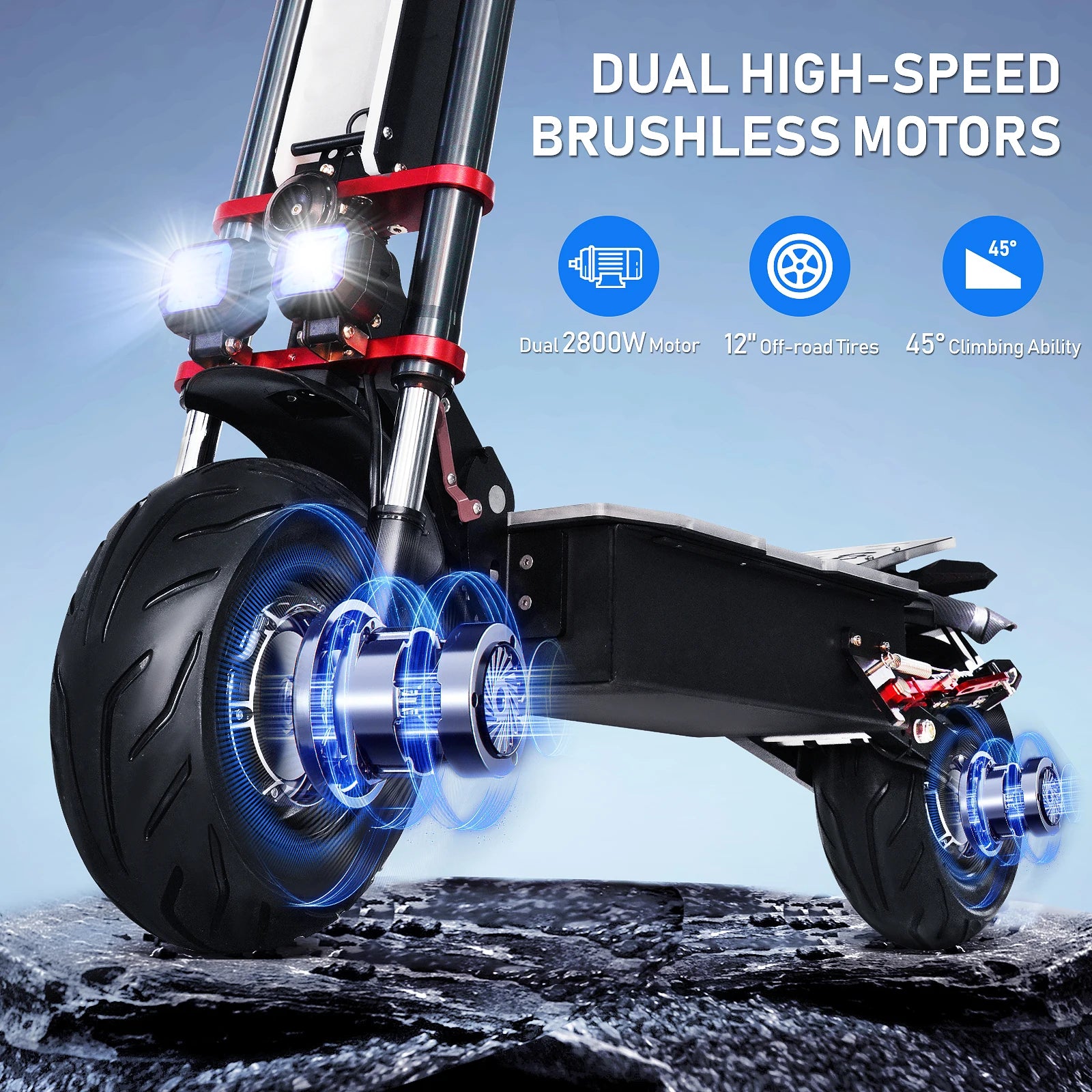 TIFGALOP K8 Adult Foldable Electric Scooter 12 Fat Tireh tire,E-mountain scooter 3000W*2 Motor 60V38AH Battery City Escooter