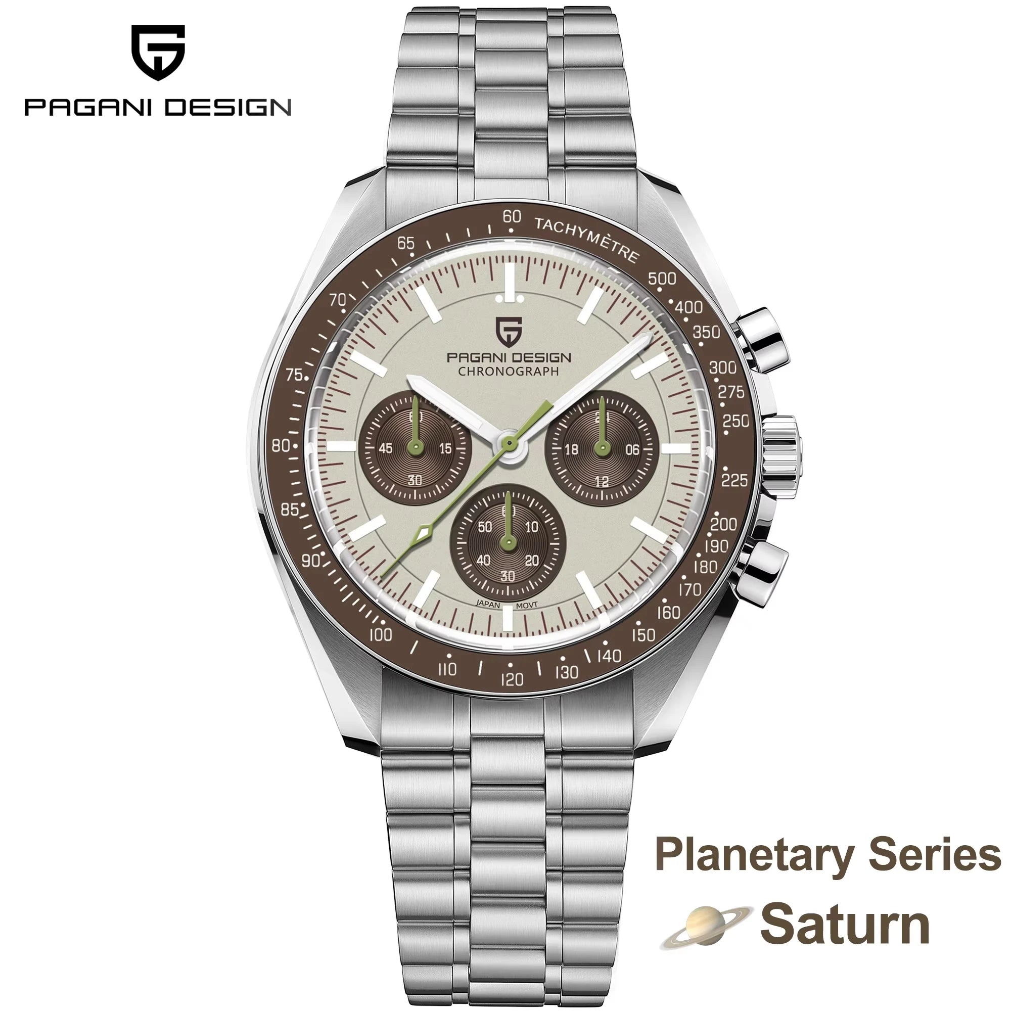 PAGANI DESIGN 2026 New Saturn Watch Luxury Quartz Watches For Men Stainless steel Luminous AR Sapphire crystal Chronograph Man