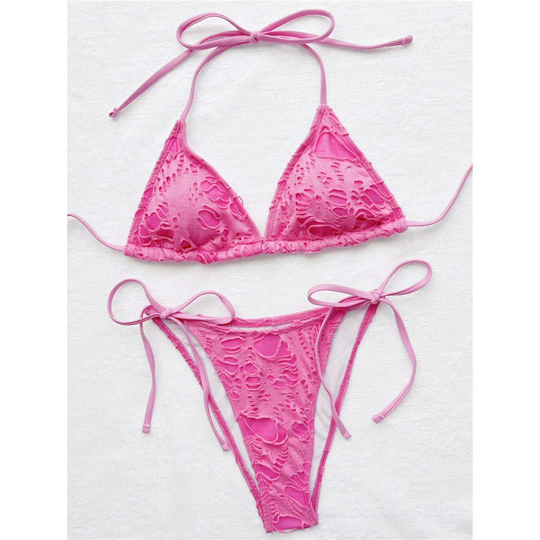 2026 Sexy Halter High Leg Cut Strappy Bikini Female Swimsuit Women Swimwear Two-pieces Bikini set Bather Bathing Suit Swim V4501