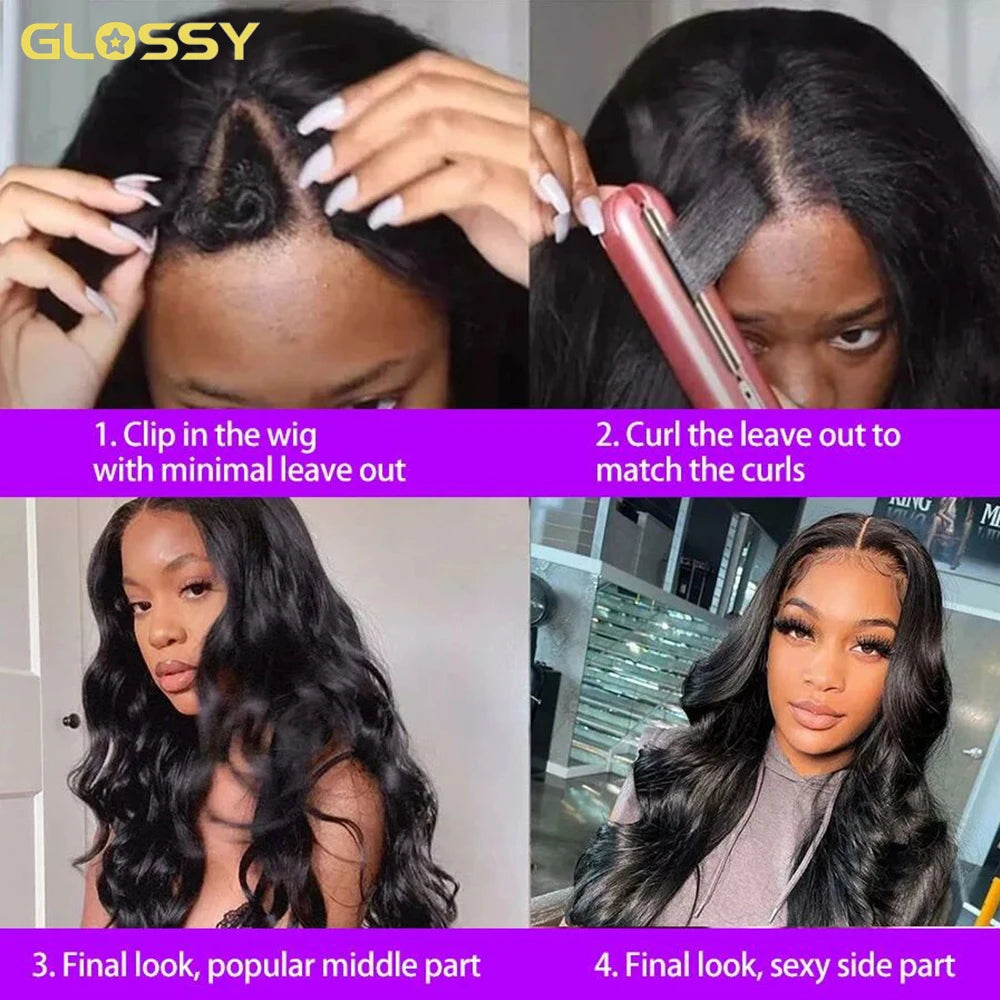 Body Wave V Part Wig 100% Human Hair For Women 250 Density 30Inch No Leave Out Glueless U Part Water Wave Brazilian Wigs On Sale