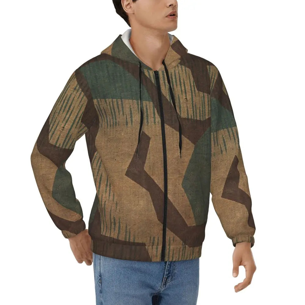 Splintertarn German WW2 Camouflage Army Military Camo Zipper Hoodies Pullover Autumn Winter Sweatshirt Long Sleeve Tops