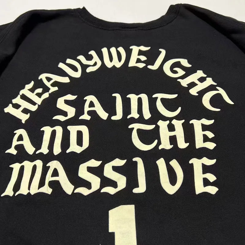New Letter Print SAINT Hoodies Men Woman Retro Washed Damaged High Street Pullover Sweatshirts Loose Casual Good Quality