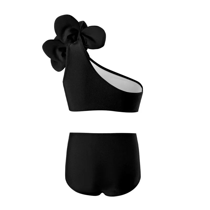 Baby Girls Swimwear Suits 2024 New Children Cute Sleeveless Swimsuit 2Pcs Kids Summer Solid Colour Set Fashion Beach Clothes