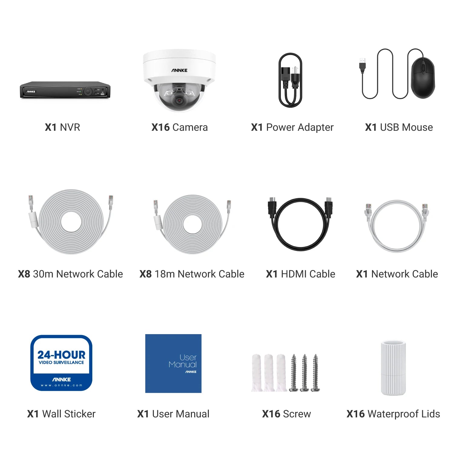 ANNKE 4K 8MP POE Network Video Surveillance Cameras System With 16PCS Smart Dual Light Security Cameras Motion detection