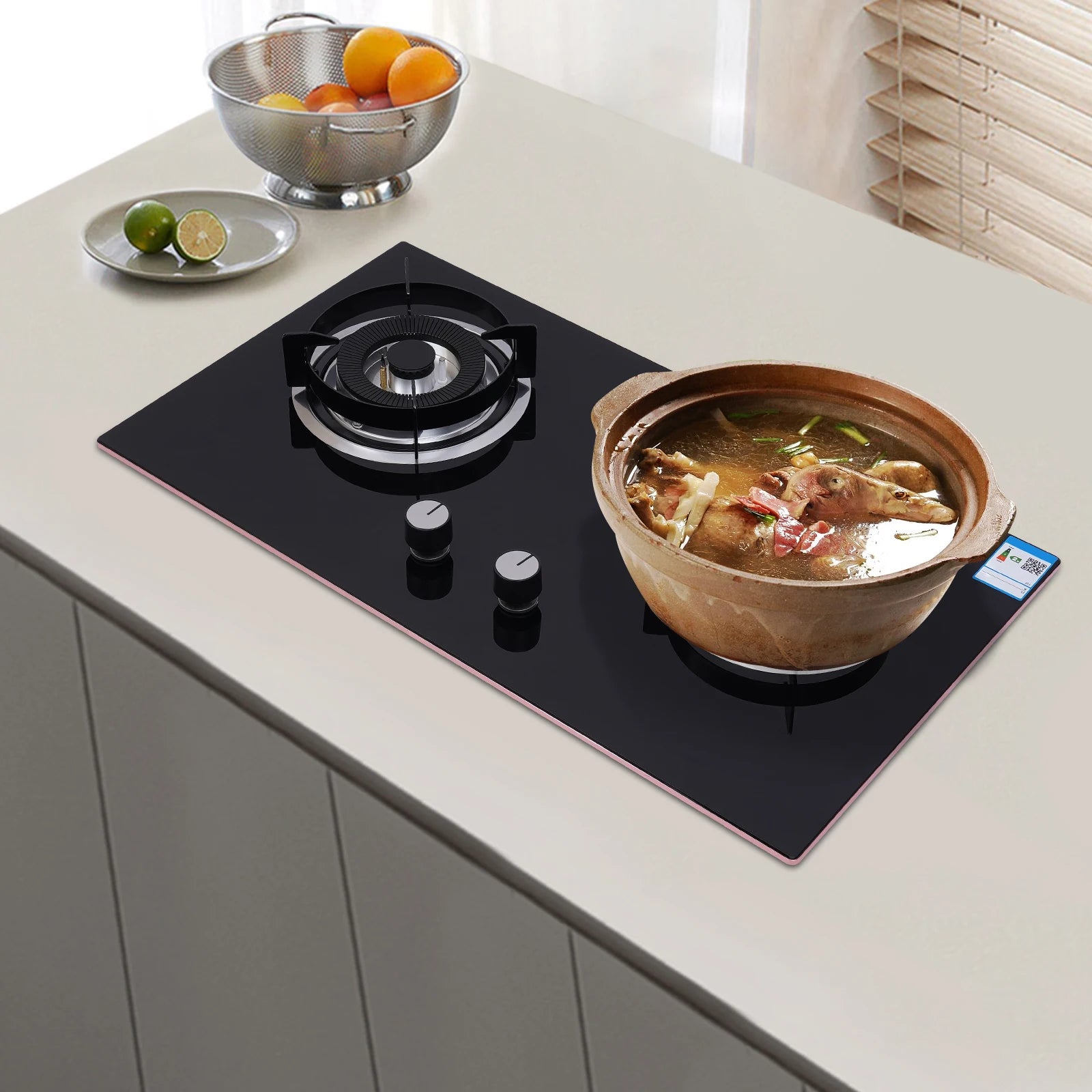 4.2KW+5.2KW Household Double Stove Hob Built in Gas Stove 2 Grade Dual-purpose Burner Natural Gas Tempered Glass Gasfornuis