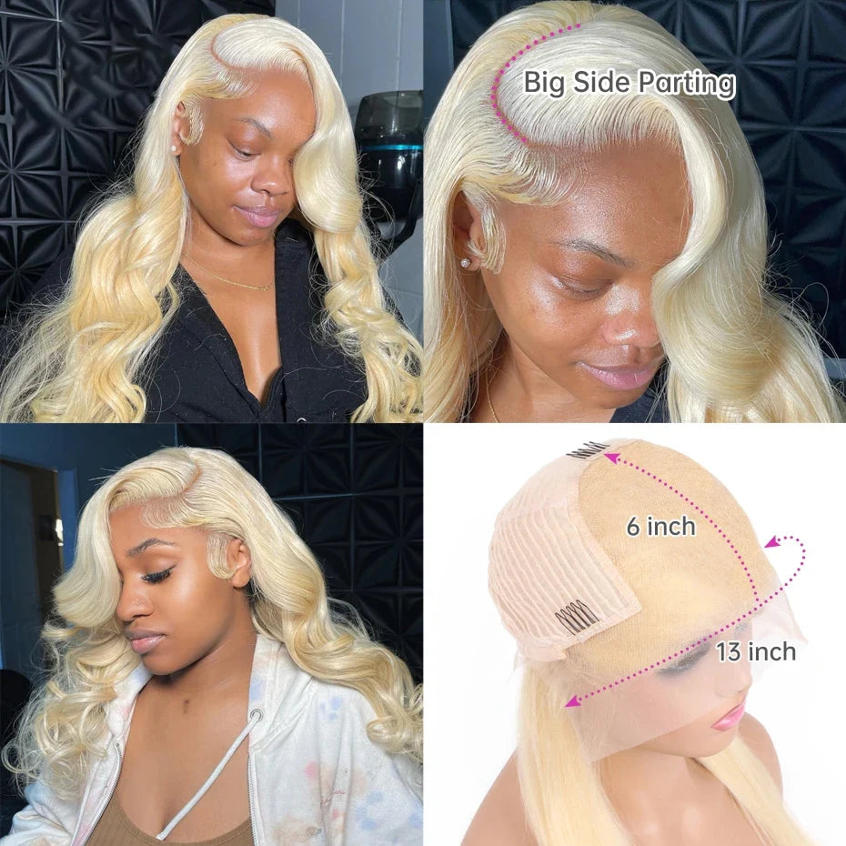 30 32 36 Inch Honey Blonde Human Hair Wig 613 Transparent Body Wave 13x6 Hd Lace Frontal Wigs For Women 200% Colored Lace Wig