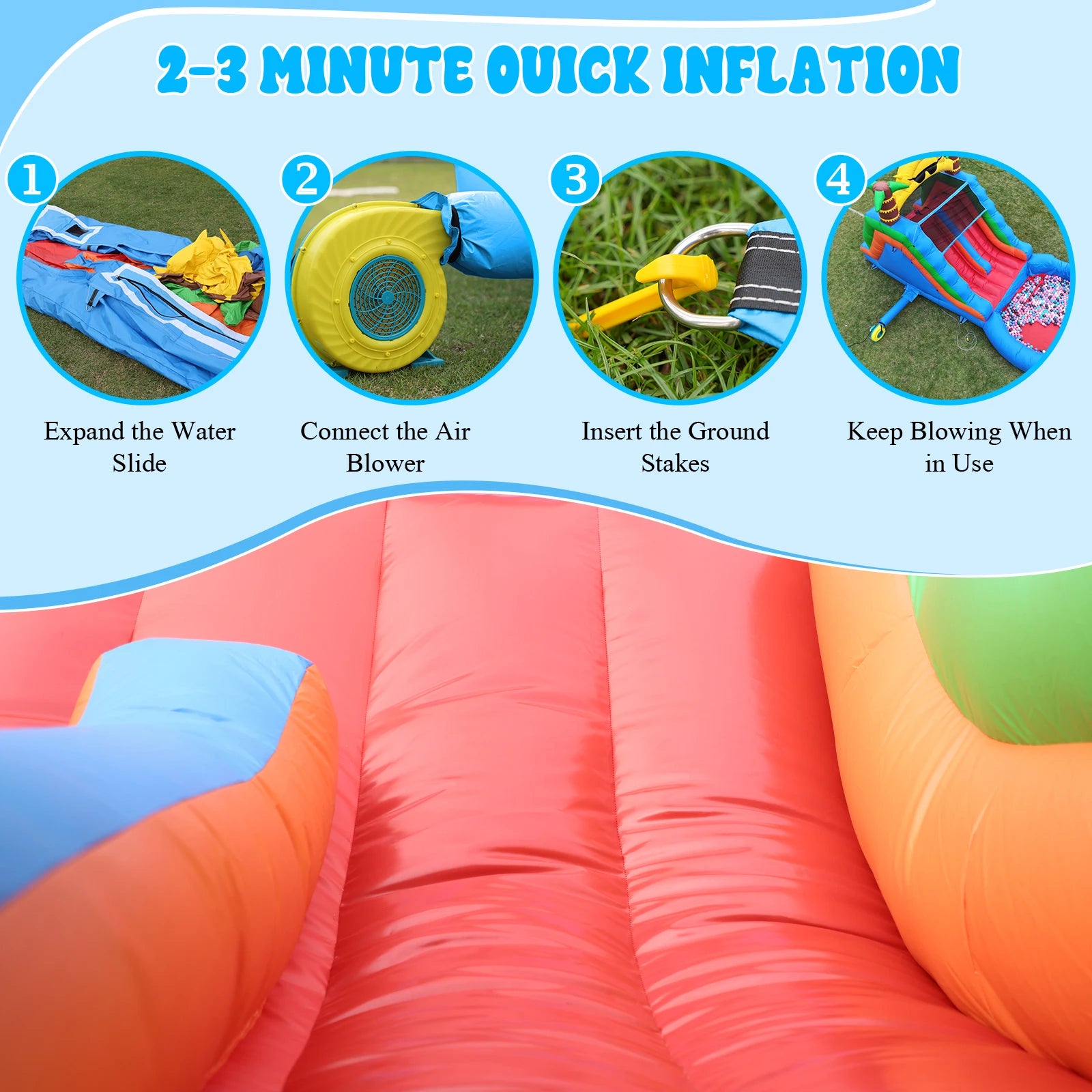 23FT Commercial Giant PVC Inflatable Bounce House Dual Water Slides Water Park Children's playground, children's toys