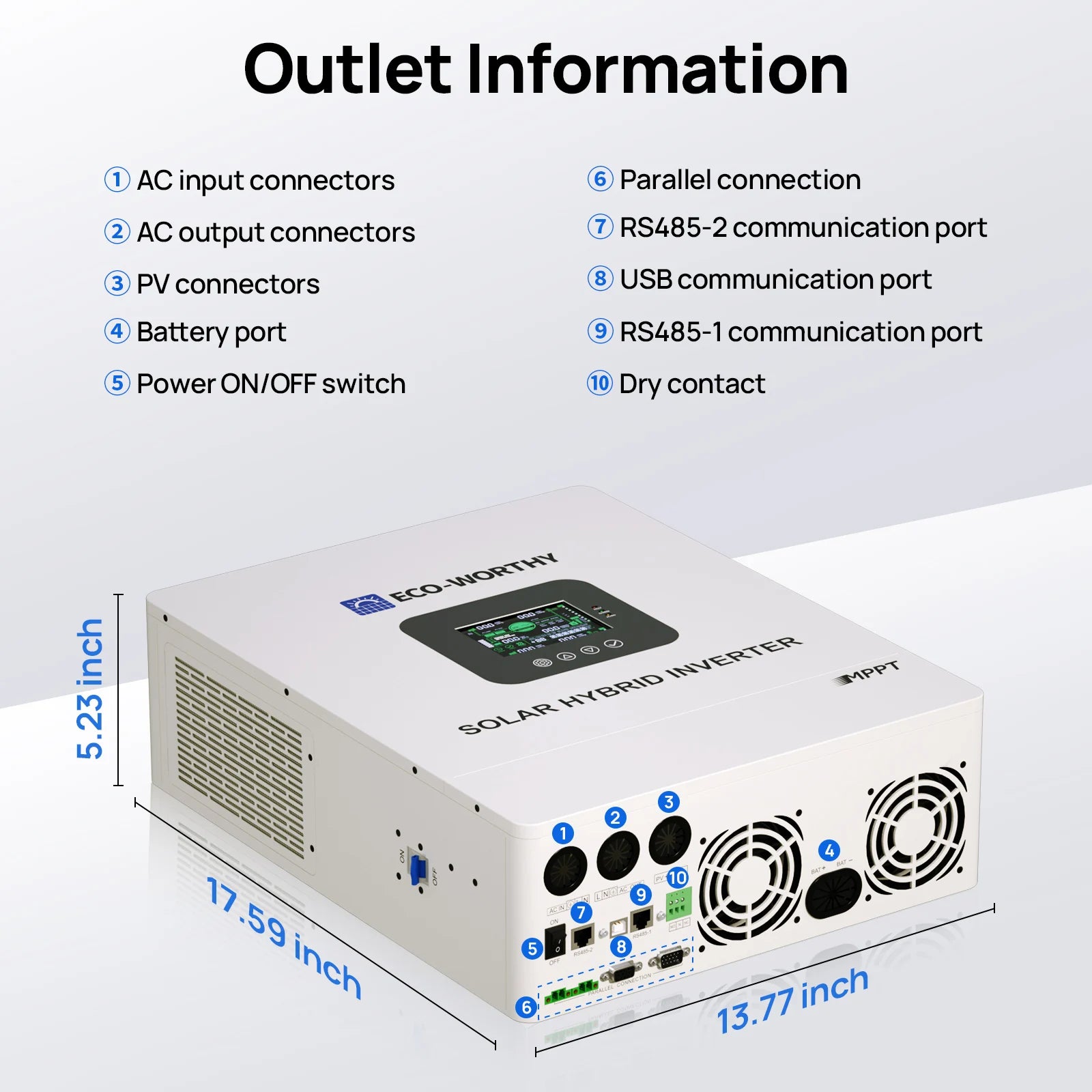 ECO-WORTHY Home Backup Power 48V 100Ah LiFePO4 Lithium BatteryBluetooth | UL1973 & UL9540A & CEC +5kW 48V Off-grid Inverter