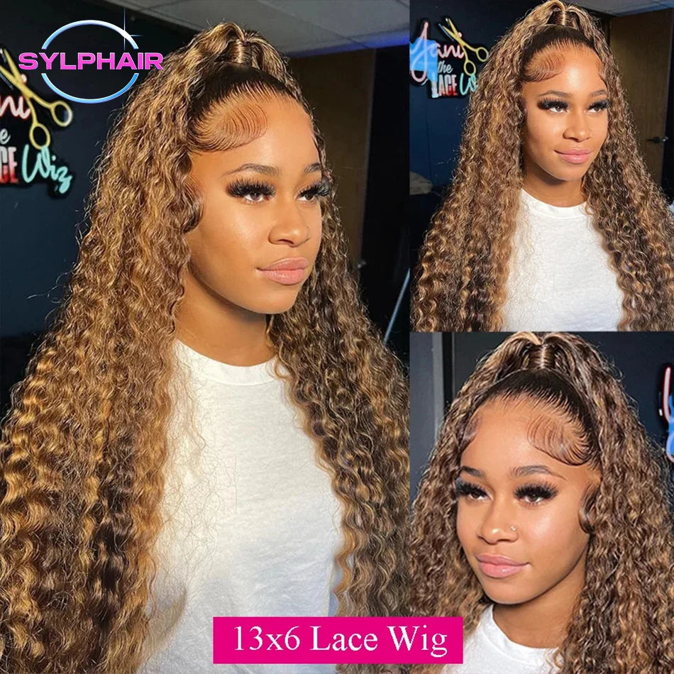 30 40 Inch Highlight 13x6 Hd Lace Frontal Wig Human Hair Pre Plucked Deep Wave 13x4 Honey Blond Curly Lace Front Wigs Human Hair