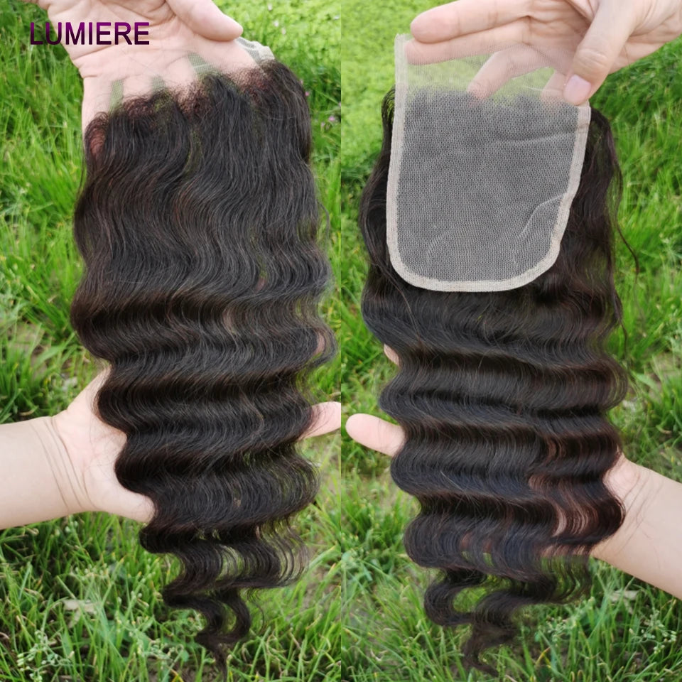 40" Loose Deep Wave Human Hair Bundle With Closure Frontal HD Transparent Lace Closure With Bundle Human Hair Weave Bundles Deal