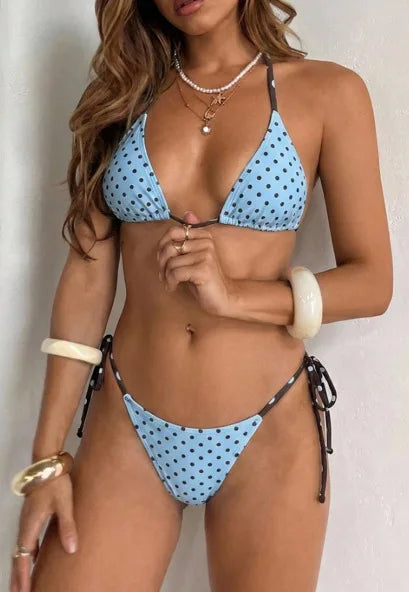 Circyy Split Swimsuit Women Sexy Backless Hot Spring Swimwear Beach Lace Up Thongs Bikini Set Summer New Fashion Bathing Suit