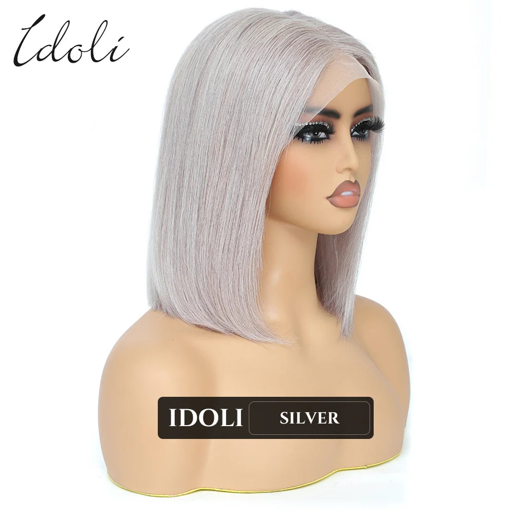 P27/613 Lace Front Wig Human Hair 13x4 Wear And Go Glueless Wigs Human Hair HD Blonde Highlight Lace Front BOB Wig Human Hair