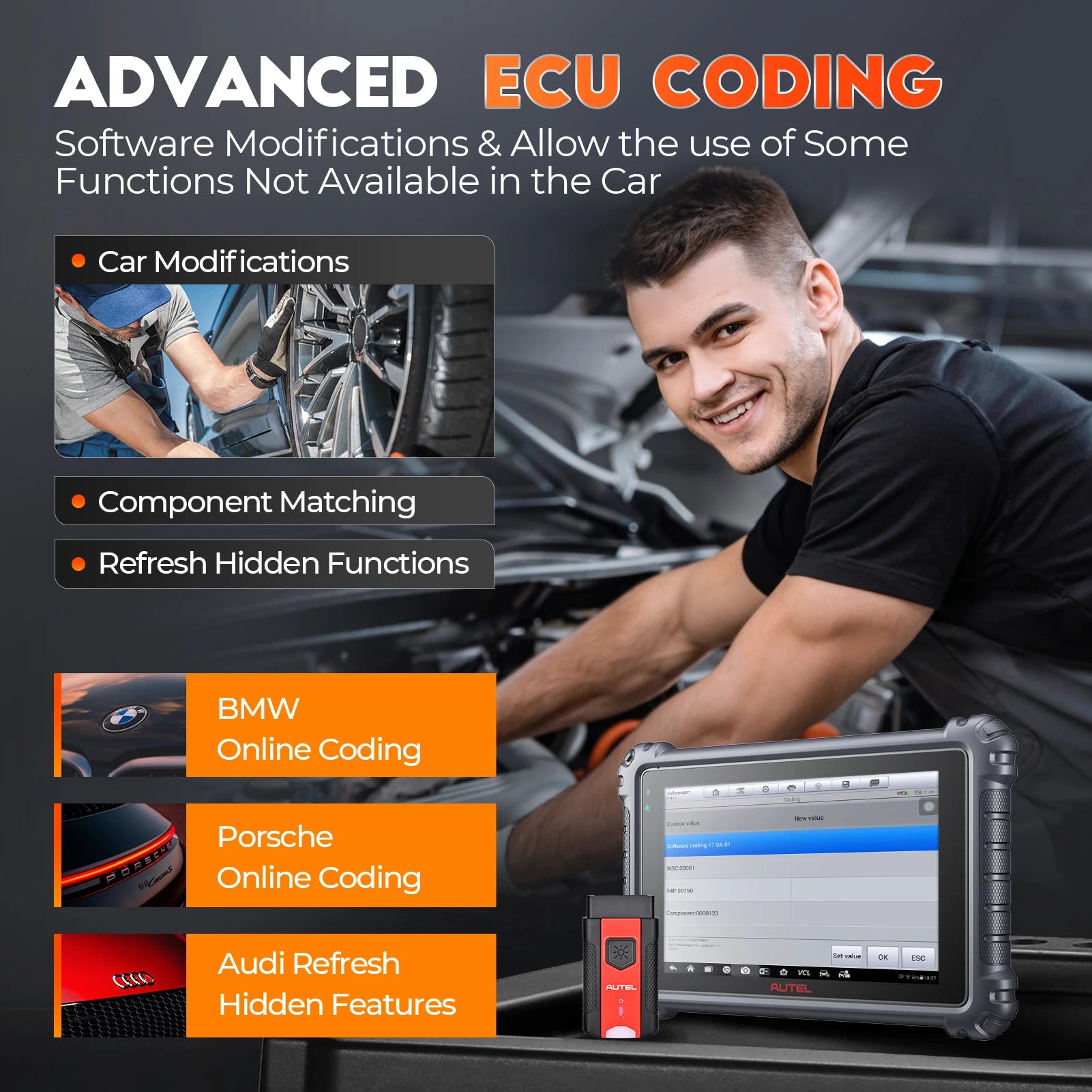 Autel MK906PRO Car Diagnostic Tool Bi-Directional Scanner CAN FD DOIP Support Upgraded MK906BT MS906BT ECU Coding