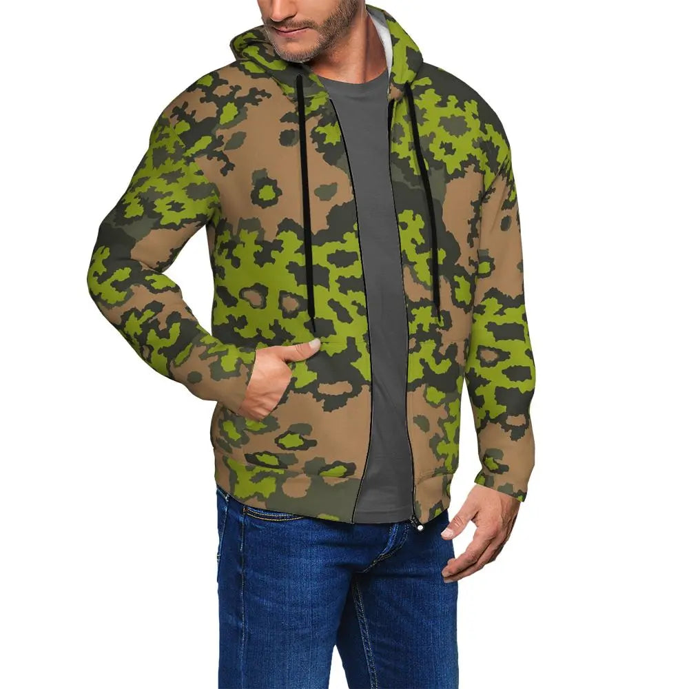 Splintertarn German WW2 Camouflage Army Military Camo Zipper Hoodies Pullover Autumn Winter Sweatshirt Long Sleeve Tops