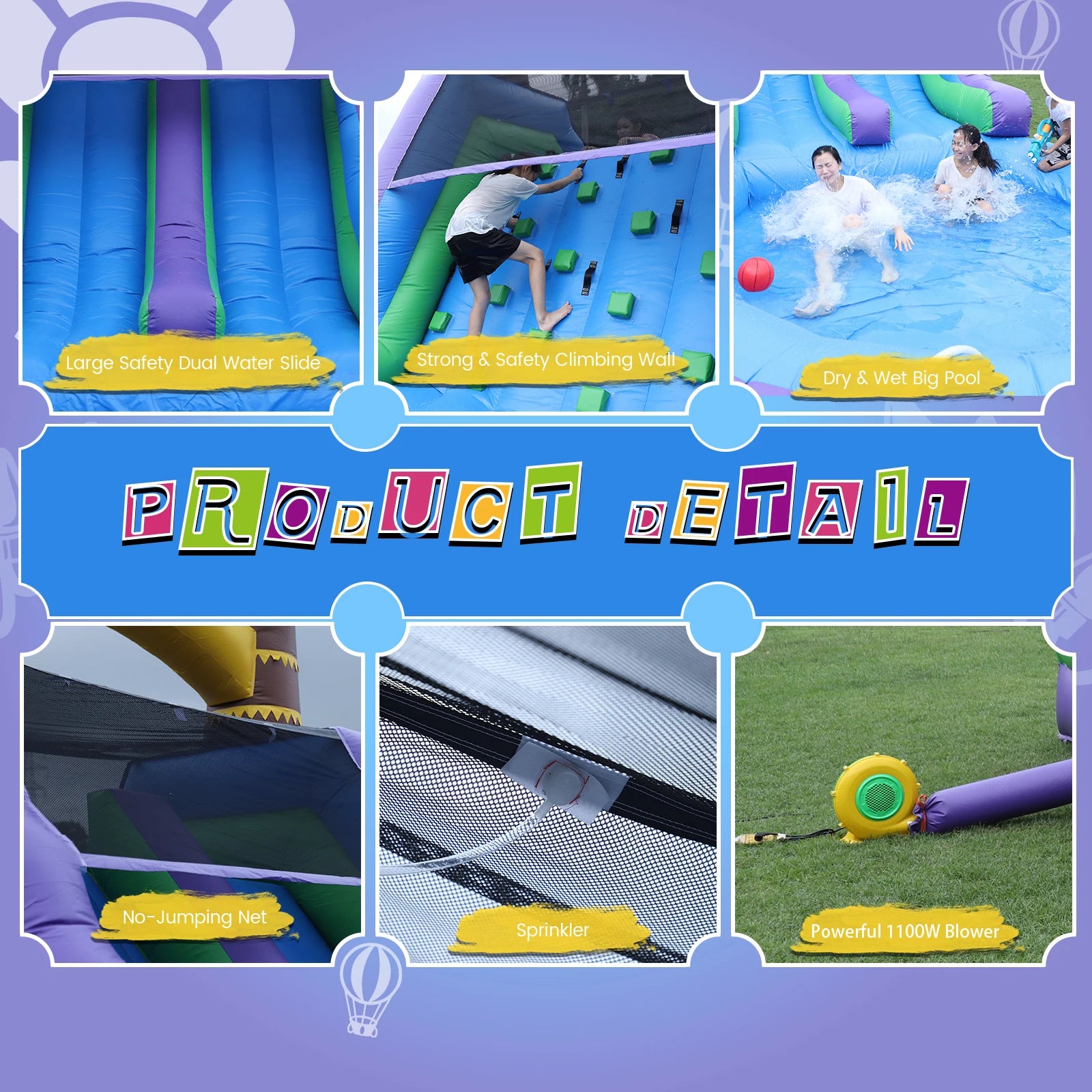 King Inflatable Summer Outdoor Sildes Air Bounce Water amusement Play Equipment Inflatble Water Double Slide Bubble Ball Pit