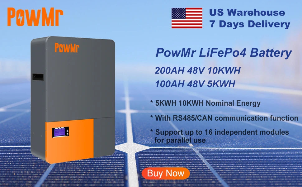 PowMr 12KW 10KW Split Phase Inverter 48V 110V or 220V Hybrid Solar Inverter Dual MPPT Output Off Grid with MPPT 200A Charger