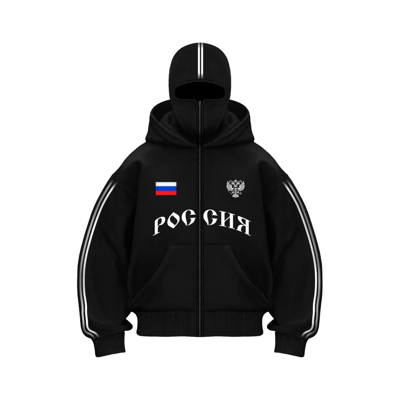 Y2K Clothes Men's Hip Hop Autumn Russia Hot Sale Vintage Double Zip Hoodies Lettering Graphic Hoodies Sweatshirts Casual Jacket