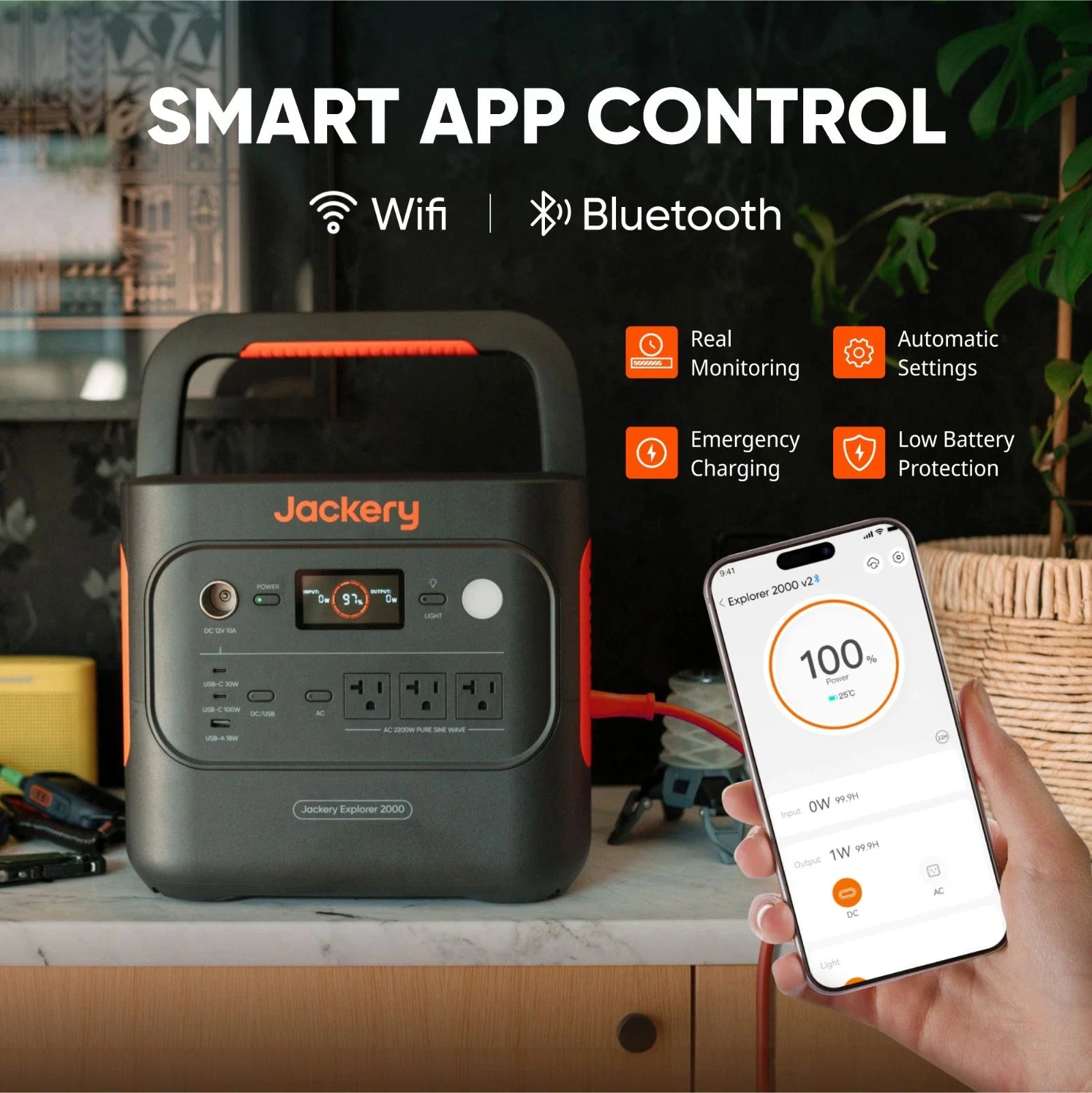 Jackery Explorer 2000v2 Portable Power Station with 200W Solar Panel,Solar Generator for Camping, Hiking, and Outdoor Energy Use