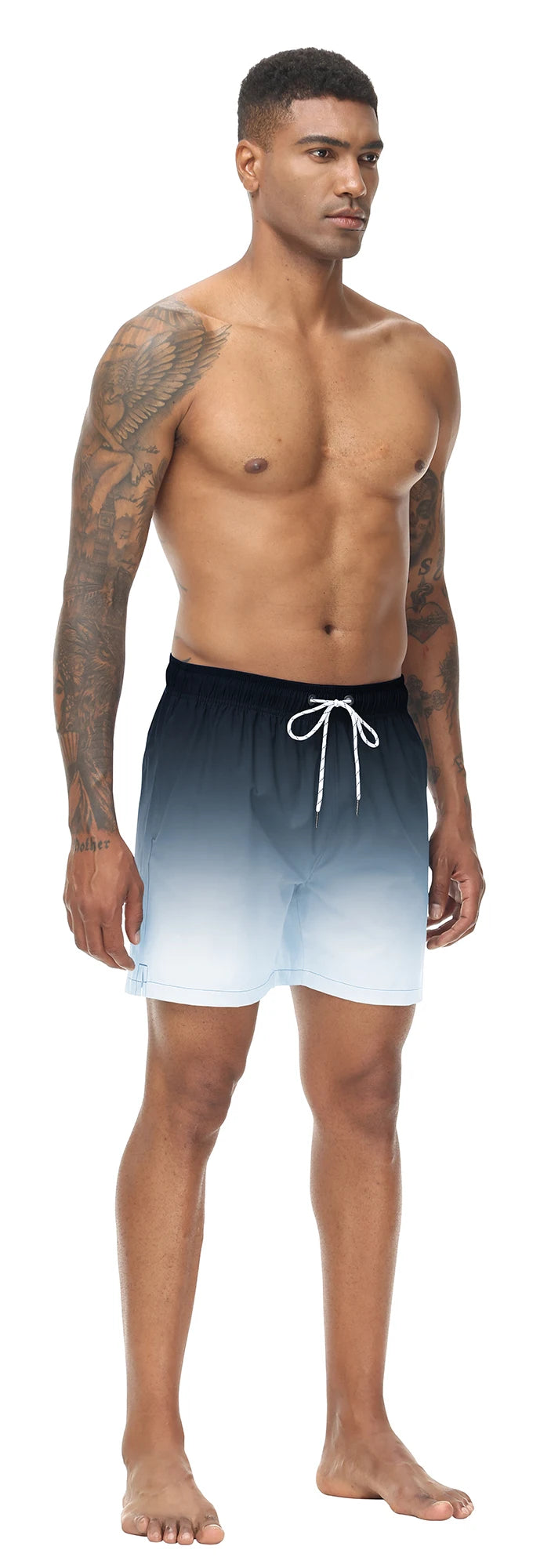 Men's Swim Trunks Gradient Swimming Shorts Quick Dry Beach Shorts with Zipper Pockets and Mesh Lining Fashion Swimsuit for Men