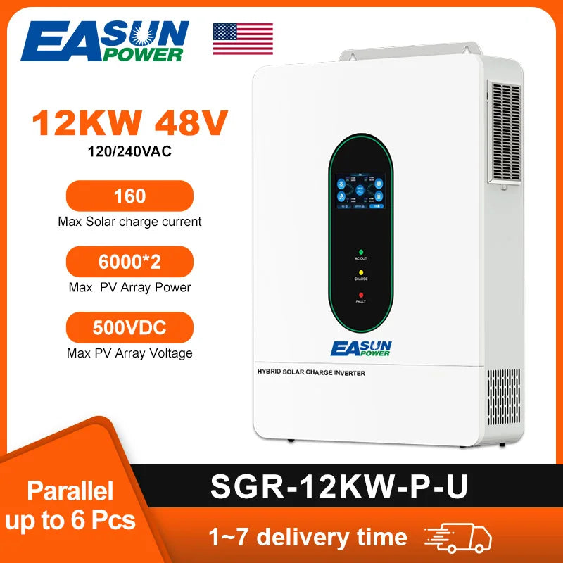 EASUN POWER 12KW Split Phase Inverter 48V 110V Hybrid Solar Inverter 220A MPPT Paralleled With WiFi Solar Controller Inversores
