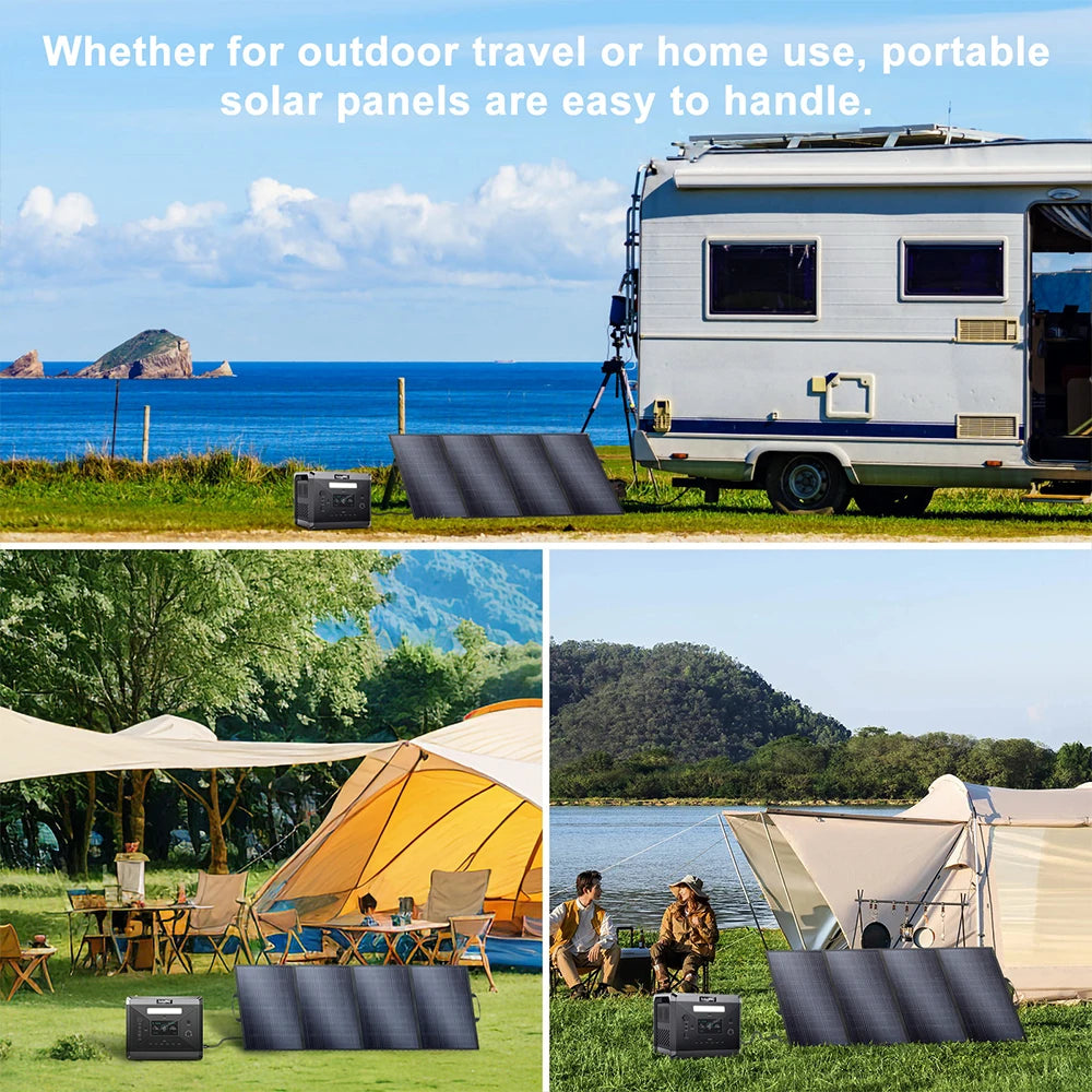 Solar Generator 2160WH 2304WH Long-life LiFePO4 Portable Power Station & 200W Solar Panel for Home Campervan Up to 2400W Output