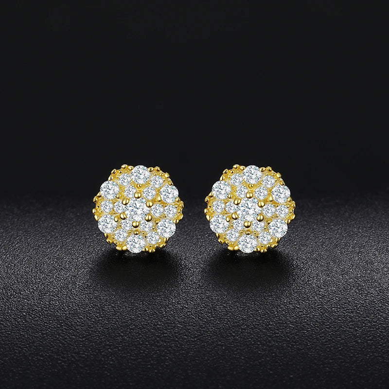 Unisex Fine Jewelry Moissanite Earrings For Women 925 Stud Earrings Moissanite D Color VVS Stud Round Flower Jewelry