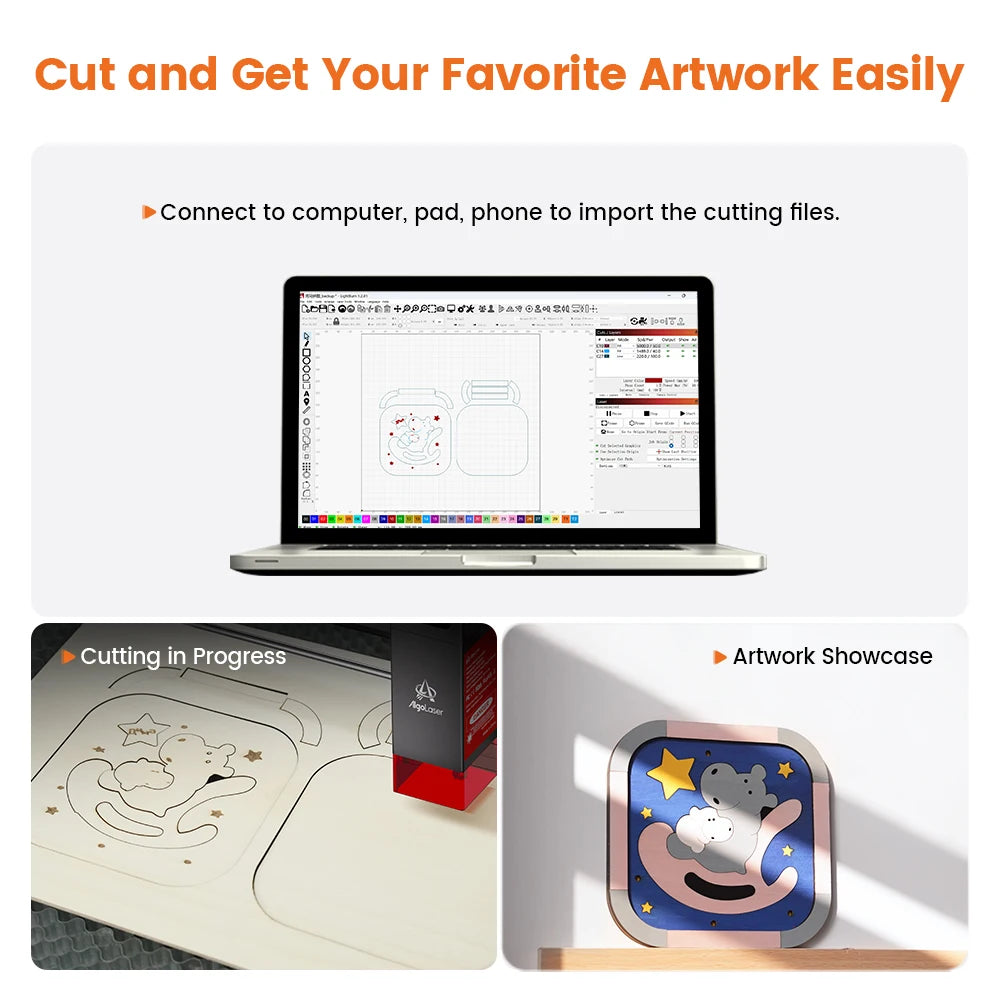 AlgoLaser DIY KIT MK2 Laser Engraver 10W Output CNC Laser Cutter DIY Laser Engraving Machine Cutting Tool Add 3.5IN Touch Screen