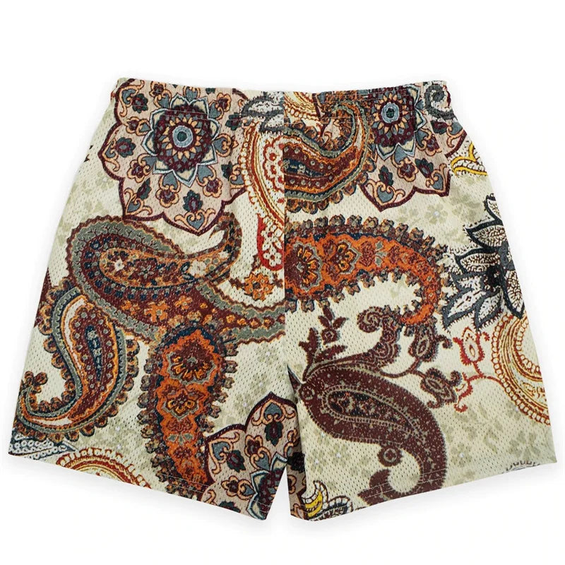 Summer New men short pant Rose Design Casual Shorts Street Hip Hop Fitness Polyester Fast Dry Breathable Embroidery Men Shorts
