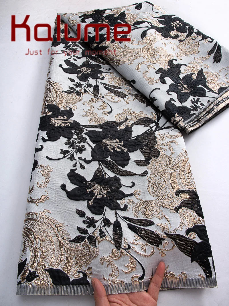 Kalume Lace 2025 Luxury African Brocade Lace Fabric High Quality French Gilding Lace Fabric For Sewing Cloth Party Dress F4442