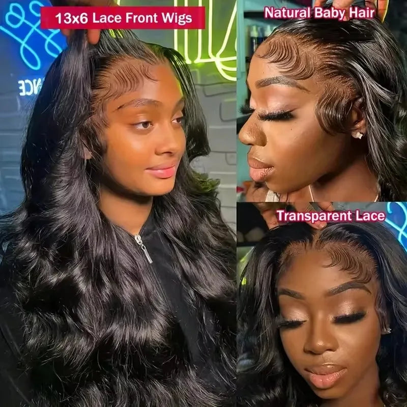 250 Density Body Wave Lace Front Human Hair Wigs 13x4 13x6 Transparent Lace Frontal Human Hair Wigs 40 Inch Pre Plucked Lace Wig