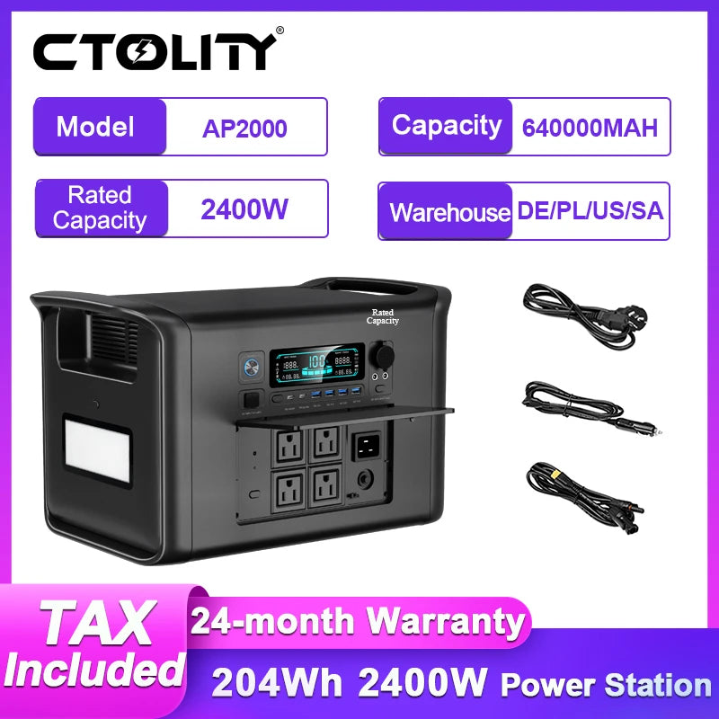 2400W Portable Power Station 2048Wh Lifepo4 Battery Outdoor Pure Sine Wave Energy Storage Home Emergency Power Supply Station 