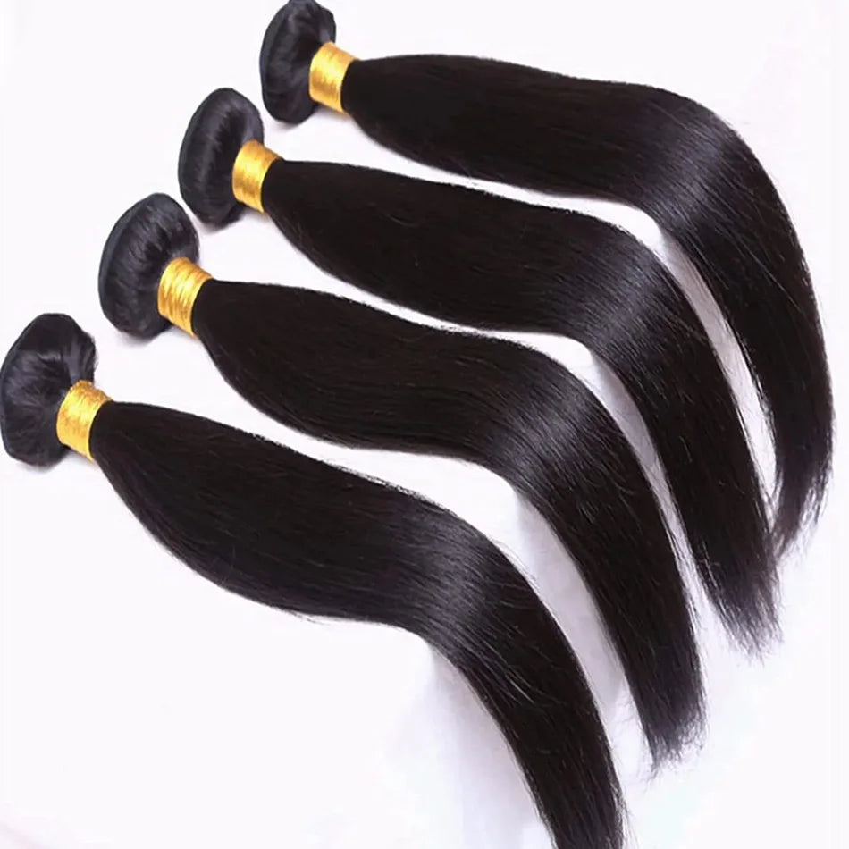 Bone Straight Human Hair Virgin Inch Extensions 3 4 Bundles Natural Black Brazilian Weave Raw Deals Unprocessed Crochet Tissage