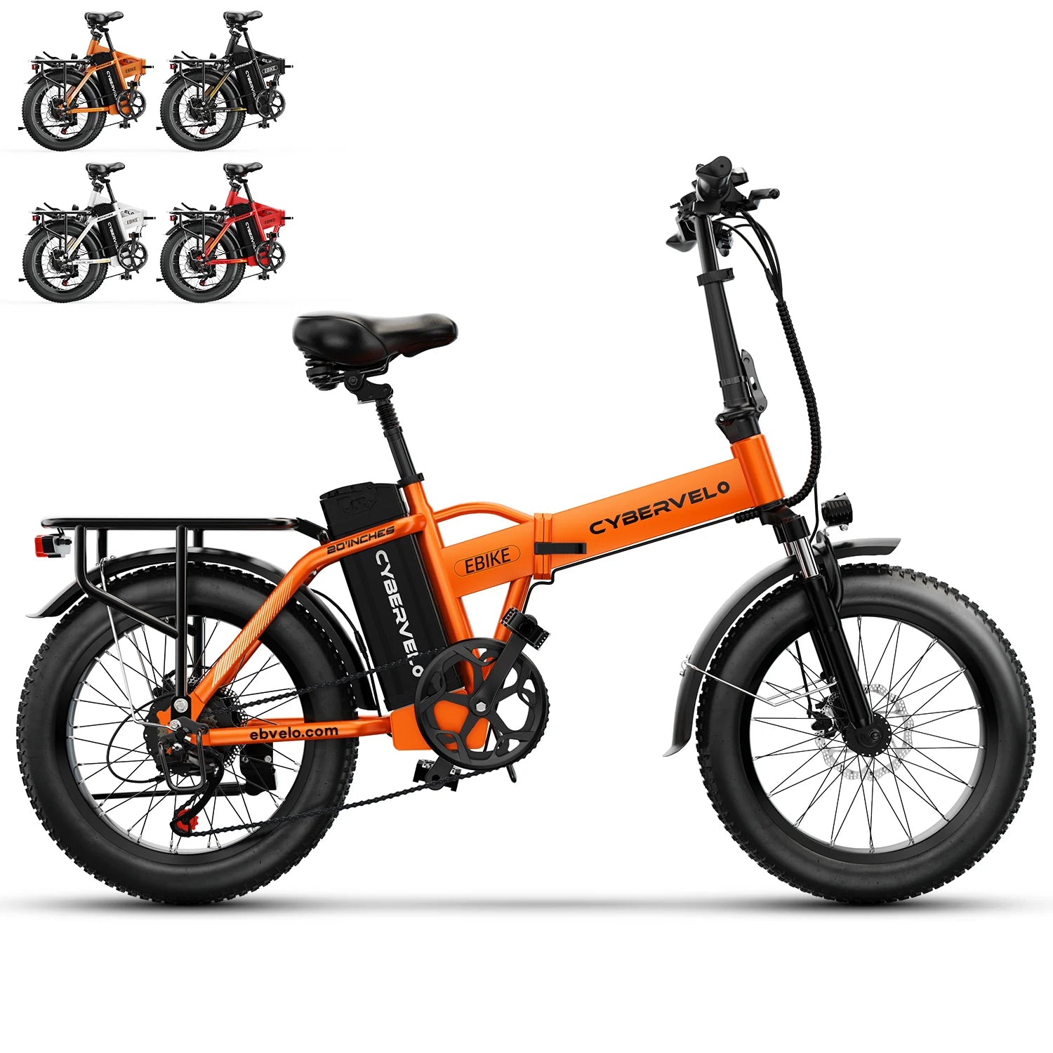 1000W Electric Bike for Adults Cybervelo EK4 Folding 48V 20Ah 30+MPH 80Miles 20" Fat Tire 7-Speed Off Road E-bike