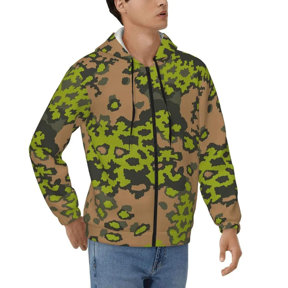 Splintertarn German WW2 Camouflage Army Military Camo Zipper Hoodies Pullover Autumn Winter Sweatshirt Long Sleeve Tops