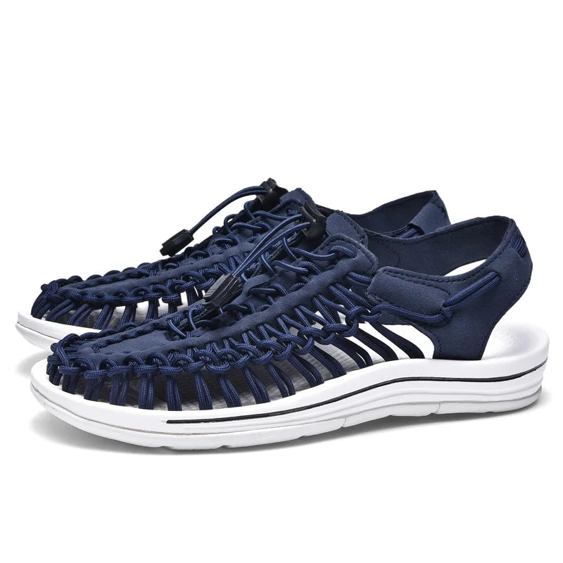 Summer Men Sandals Fashion Handmade Weaving Design Beach Sandals Breathable Casual Flat Sandals Outdoor Couples Sandals Size