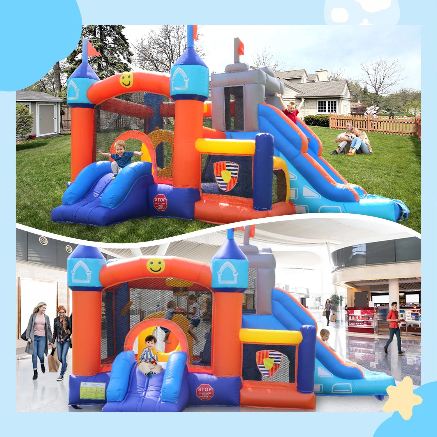 Giant inflatable Bounce House Big Size Inflatable Trampoline With Double Slide Courtyard Kids Jumping Castle Obstacle track