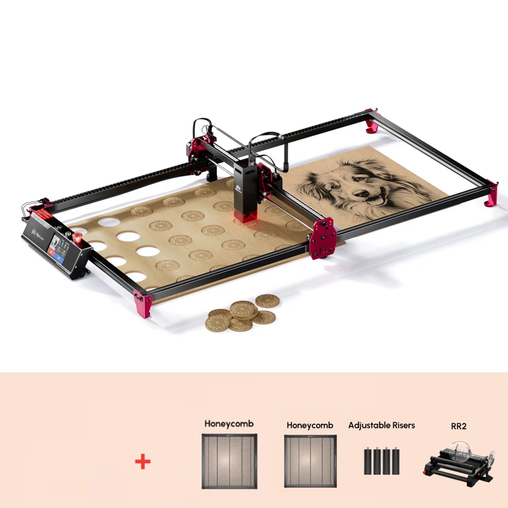 AlgoLaser DIY KIT MK2 Laser Engraver 10W Output CNC Laser Cutter DIY Laser Engraving Machine Cutting Tool Add 3.5IN Touch Screen